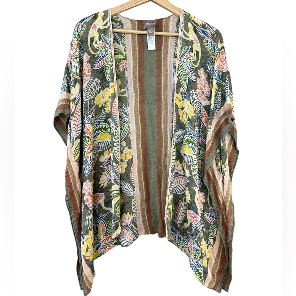 Chicos Tropical Print Kimono - Picture 3 of 8